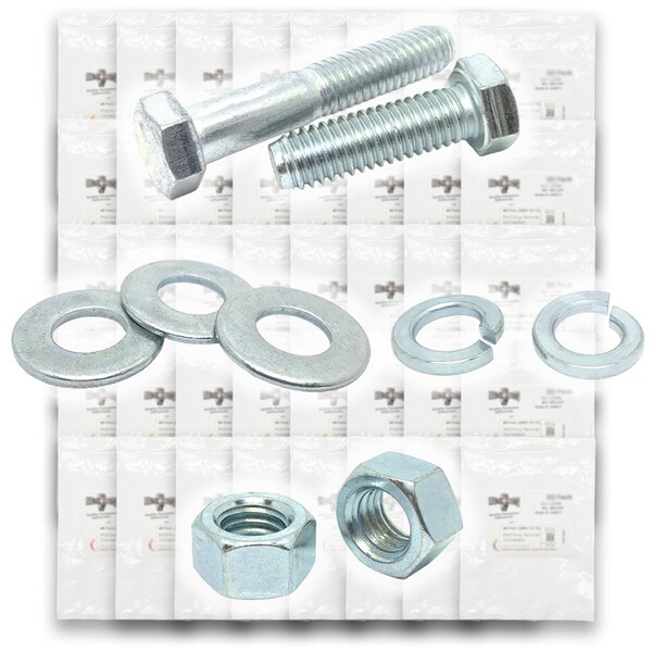 Boltsandnuts.Com Inch Grade 5 Hex Cap Screws, Hex Nuts, Flat & Lock Washers - 3400 PCS Assortment Kit #179 - main